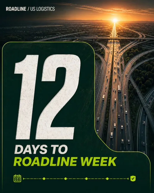 Roadline: “12 days to Roadline Week”: a countdown over a sunrise highway.
