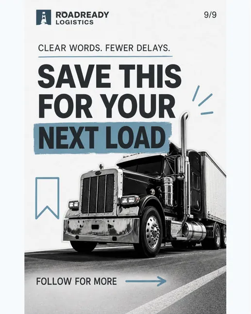 Roadready Logistics: “Save this for your next load”, part nine of nine, slate palette: a truck on the road.